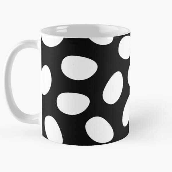 Ovală alb -negru model de la mijlocul secolului ovale geometrice moderne de artă abstractă de cafea cană noutate cu ceai ceramică