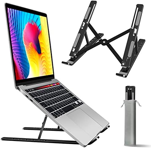 Stand Laptop Fobelec, suport laptop din aluminiu portabil ergonomic reglabil, suport pentru computer pliabil 6 unghiuri anti-alunecare