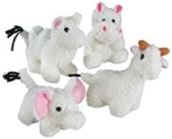 Zanies Fleecy Friends Squeaker Soft Dog Toy Camel Hippo Elephant Llama sau set de 4 jucării