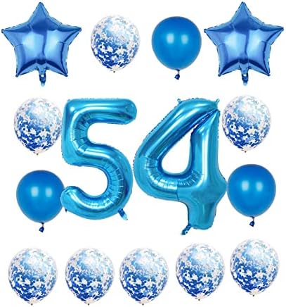54th Birthday Decorations Supplies Party, Blue Number 54 Balloon, 40 inch Giant Foil Mylar 54th Balloons Decorare pentru bărbați