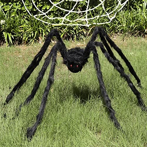 Decorațiuni de Halloween Pawliss, păianjen de Halloween de 6,6 ft, decorațiuni de Halloween, în aer liber, decor de peluză, recuzită falsă păianjen păianjen