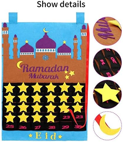 Eid Mubarak Calendar Ramadan perete agățat Calendar numărătoarea inversă Calendar pentru Eid Mubarak decorare Albastru Advent