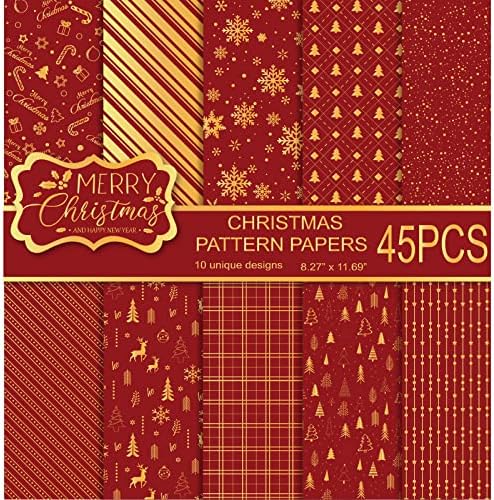 Miahart 45 de foi de Crăciun fericit set de hârtie de Crăciun 10 Designuri Festival Decorative Craft Hârtie cu două fețe pentru