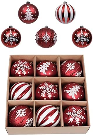 Valery Madelyn Christmas Ball Ornamente Bundle de valoare | Tradițional roșu și alb 100CT, 4CT 150mm, 9ct 100mm, 50ct 60mm