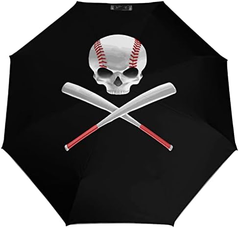 Baseball craniu și lilieci Travel umbrela Windproof 3 falduri Auto deschide aproape pliere umbrela pentru Barbati Femei
