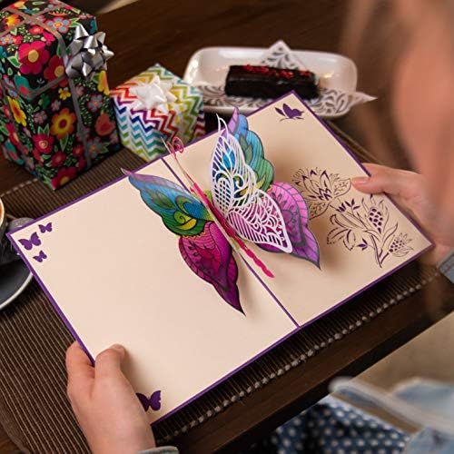 Carte de naștere pop -up Butterfly de către cardurile pop -up Devine | Carte de aniversare a nunții fericite pentru soțul soției