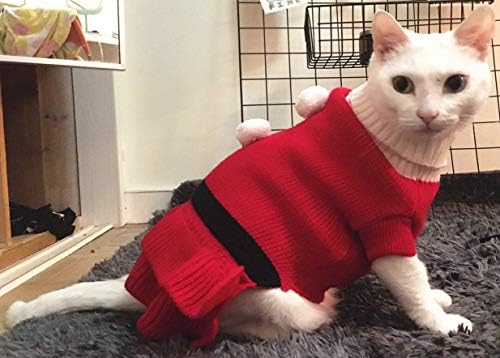 BoomBone Cat Crăciun roșu pulover rochie, Câine Haine de iarnă pentru câini mici fata