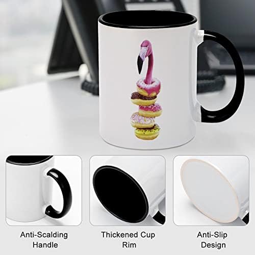 Donuts Flamingo Ceramic Mug Creative Black Inside Coffee Cupa Durabil Mânere Cadouri unice