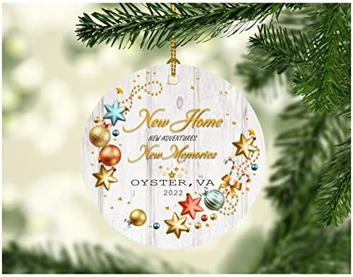 2022 NOU Ornament de acasă Ornamente de Crăciun Tree Oyster Virginia New Home New Adventures Noi amintiri Ornament de vacanță