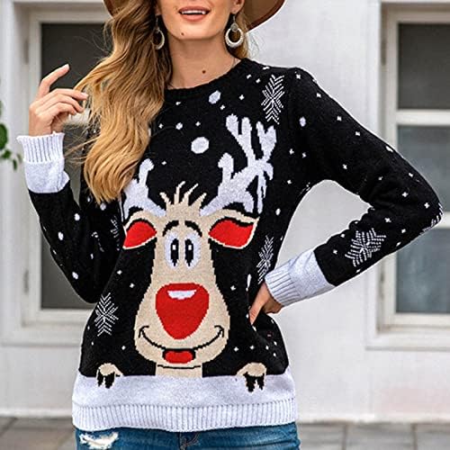 Femei urâți de Crăciun Ugly Christmas Tricou Tricou Tricou Tricou Tricou Loose Loose High Stretchy Long Mânen Pullover Reindeer