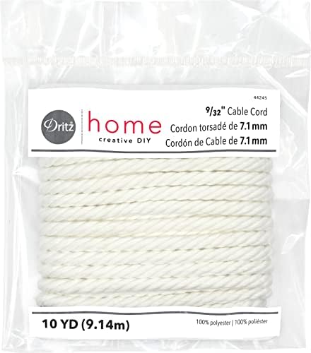 Dritz Home 44244 Cablu de cablu, 3/16 inch x 10 metri, dimensiunea 150, alb