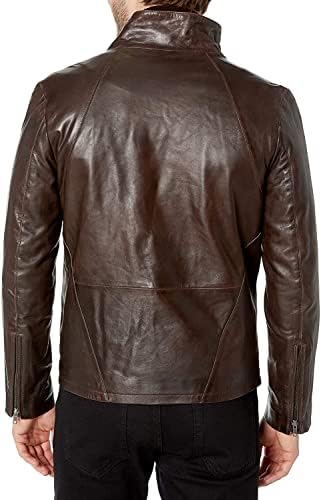 Jacheta pentru motociclisti din piele, bărbați, se potrivesc sacou de motocicletă din piele autentică pentru bărbați, sacou
