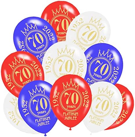 N/A/A 70th Jubilee Balloons, Union Jack Jubilee Decorations 2022, 12in Balloons tipărit din latex, baloane decorative roșii,