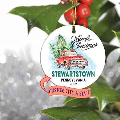 Crăciun fericit 2022 Ornament Tree Prima primă vacanță Living în Stewartstown Pennsylvania State Ornament Custom City State