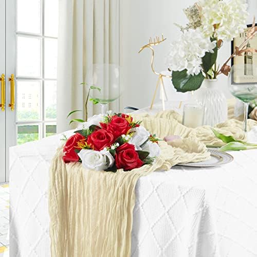 EDENATURE pachet Elegant de 2 cheesecloth Table Runner - 13ft tifon Table Runner Cheesecloth Fabric / Bej Cheesecloth Table
