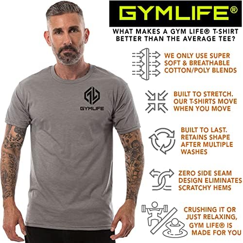 GYM LIFE Men ' s Power Up performanță atletică tricou de antrenament Cu mânecă scurtă, verde măsliniu