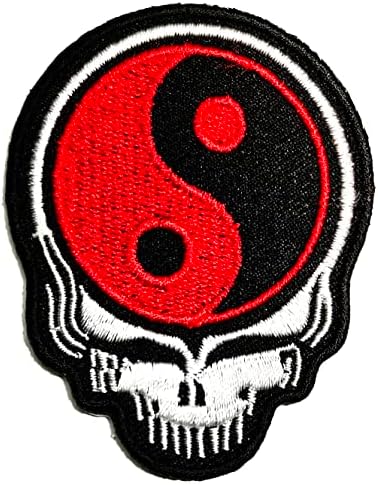 Kleenplus 3 buc. Negru roșu craniu Yin Yang Chineză Taoism simbol Patch benzi desenate Desene animate brodate Applique Craft