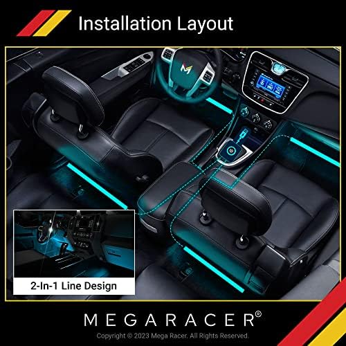 Lumini LED Mega Racer pentru interiorul mașinii - 48 de cipuri LED RGB peste 16 milioane de culori personalizabile, sincronizare