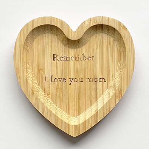 Te iubesc mama în formă de inimă,tava de bijuterii din lemn gravat pentru mama, cadou de lemn pentru Ziua Mamei și Ziua Mamei