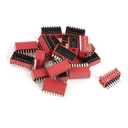 X-DREE 21 buc 2.54 mm pas 8 poziții Slide Tip DIP switch-uri roșu (21 buc 2.54 mm pas 8 poziții Tipo DIP switch-uri Rosso