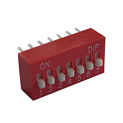 Ruiwaer 10buc 2.54 mm Roșu 7 poziții DIP comutator pas pentru Circuit Breadboards PCB