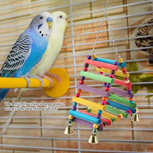 Papagal leagăn, pakeets păsări jucării din lemn furajare perete atârnat jucărie în picioare, alpinism hamac leagăn colorat