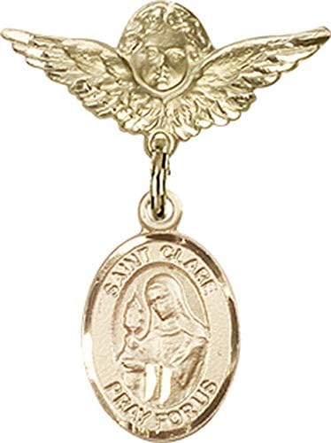 Bijuterii Obsession insigna copil cu Sf. Clara de Assisi farmec și înger cu aripi insigna Pin / aur umplut insigna copil cu