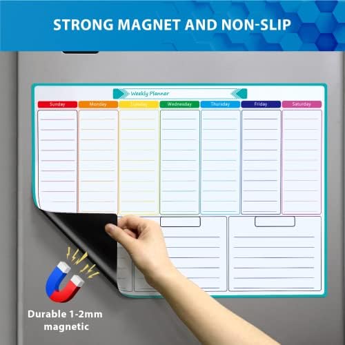 MaxGear Weekly Dry Erase Board pentru frigider, Planificator de tablă magnetică pentru Calendar pentru frigider cu tehnologie