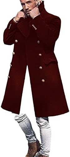 HSQIBAOER bărbați lână & amp; Blend Coats dublu Breasted Topuri Outerwear Plus Dimensiune Anglia stil sacou iarna lung pardesiu