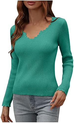 Huankd Women’s Winter Tops Fashion Pullover Solid Solid Color Knit pulover pulover