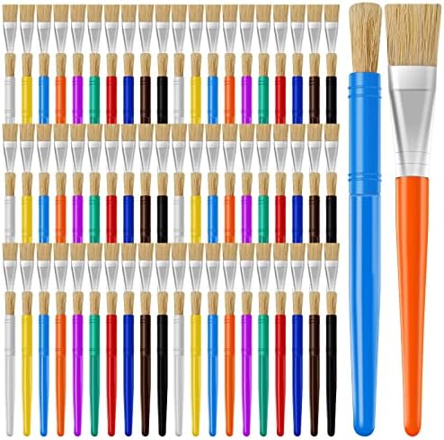 Fuutreo 120 buc pensule pentru copii acuarelă lavabile pensule Rotunde și plate Set de pensule pentru copii mici distracție