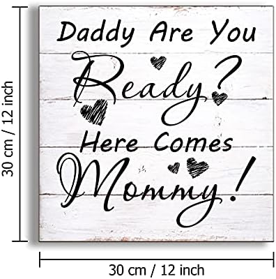 Utf4c Daddy Are You Ready Aici vine Mamy Woody Sign Flower Girl Sign, semn de purtător de inel, semn de nuntă, semn de nuntă