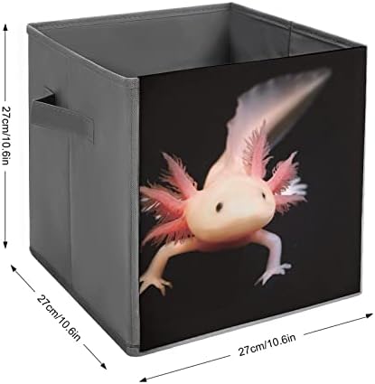 Cute Newt Axolotl Pu Pie din piele pliabilă Coșuri de depozitare Canvas Cube Organizator Coș cu mânere