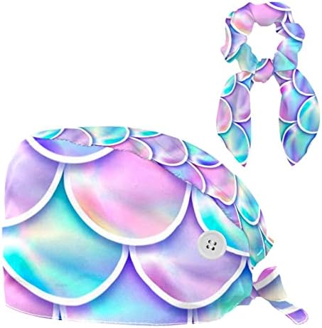 Roz Mermaid pește Cântare reglabil bufant Capace pălării capac de lucru cu arc păr Scrunchy
