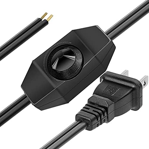 [Listat UL] Comutator de dimmer rotativ Pluspoe cu extensie de 5.0ft Cablu de cablu de alimentare al curentului AC pentru halogen