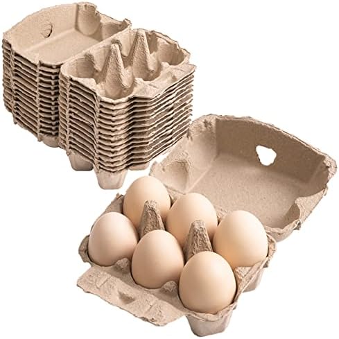 20 de pachete de carton de ouă goale, 6 Containere de depozitare a ouălor purtătoare de ouă din fibră de pulpă pentru Casă,