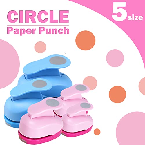 Cerc Punch hârtie Hole Puncher Set - Lorcornm 5pcs pumn rotund pentru ambarcațiuni de hârtie, perforatoare pentru Cardstock,