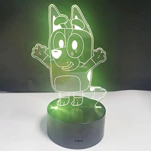 Ysososie Puppy Night Light pentru copii 3D Albastru Doggy lampă jucării 7 culori schimbarea vizuale noptiera lumini dormitor