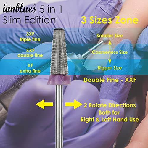 ianblues Multi-funcție de unghii Drill 5 în 1, Slim Barrel Edition pentru masina de manichiura electrice, atât pentru stânga