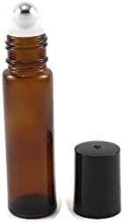 Roll de sticlă de chihlimbar de 144-10 ml pe sticle groase cu bile cu role din oțel inoxidabil - Aromaterapie reumpletă Roll