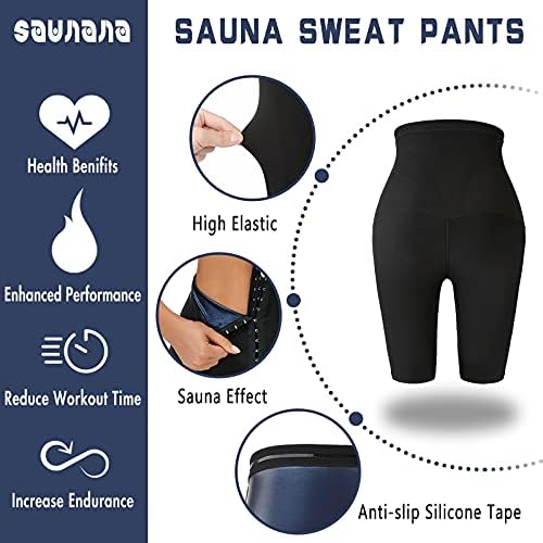 Saunana Sauna Shorts 8 Talie mare compresie slăbire burtă control Pantaloni pentru femei talie Trainer Hot Thermo sudoare pantaloni