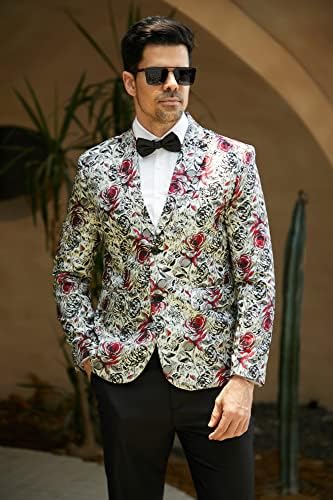 Mage masculin bărbați cu două butoane Party Party Costum floral Jachetă Notched Slim Slim Fit Blazer elegant