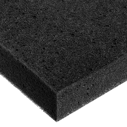 Foaie de spumă poliuretanică, Negru, 3 lbs / cu. ft, 3 în grosime x 12 în lățime x 12 în lungime