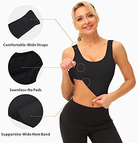 SIMIYA 2 Pack Femei Fără sudură sport sutien fără fir compresie Sutiene Super Comfort Yoga Bralette Respirabil Cultură Rezervor Topuri