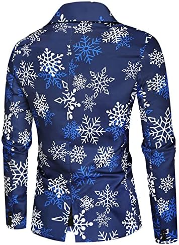 XXBR Christmas Tuxedo Costum pentru bărbați, amuzant Xmas Moș Crăciun Claus Fulgi de zăpadă Blazer Blazer One Butuc Blazers