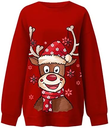Hoodies atletic de Crăciun plus dimensiuni pulover pulover imprimați gât rotund cu mânecă lungă hanorac cu topuri casual