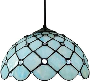 Litfad Doamne Dome Shade de 12 Lumina pandantivă în Tiffany Tiffany Blue Line Sticlă LED Candelabru Plafonul atârnat cu lămpi