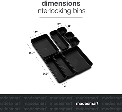 Colecția de carbon Madesmart Collection de 8 piese de interblocare + coșul de 3 piese Madesmart, căptușeală moale de prindere,