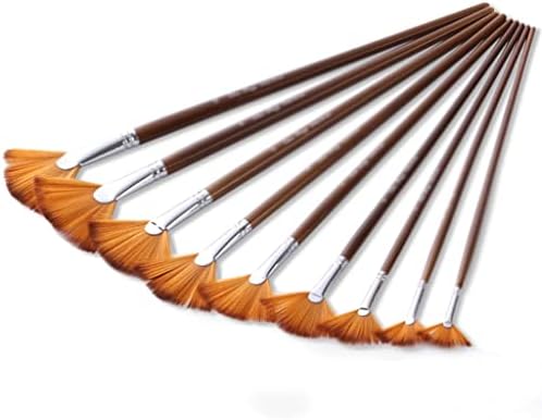 WPYYI 9-pack Artist Set de perii din lemn din nylon Perii de vopsea cu mâner lung pentru pictură cu ulei de acuarelă acrilică
