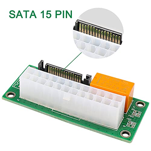 Meiriyfa Add2PSU Placă de alimentare sincronă, ATX 24pin la SATA Dual PSU adaptor de alimentare multiplă Card de cablu extender